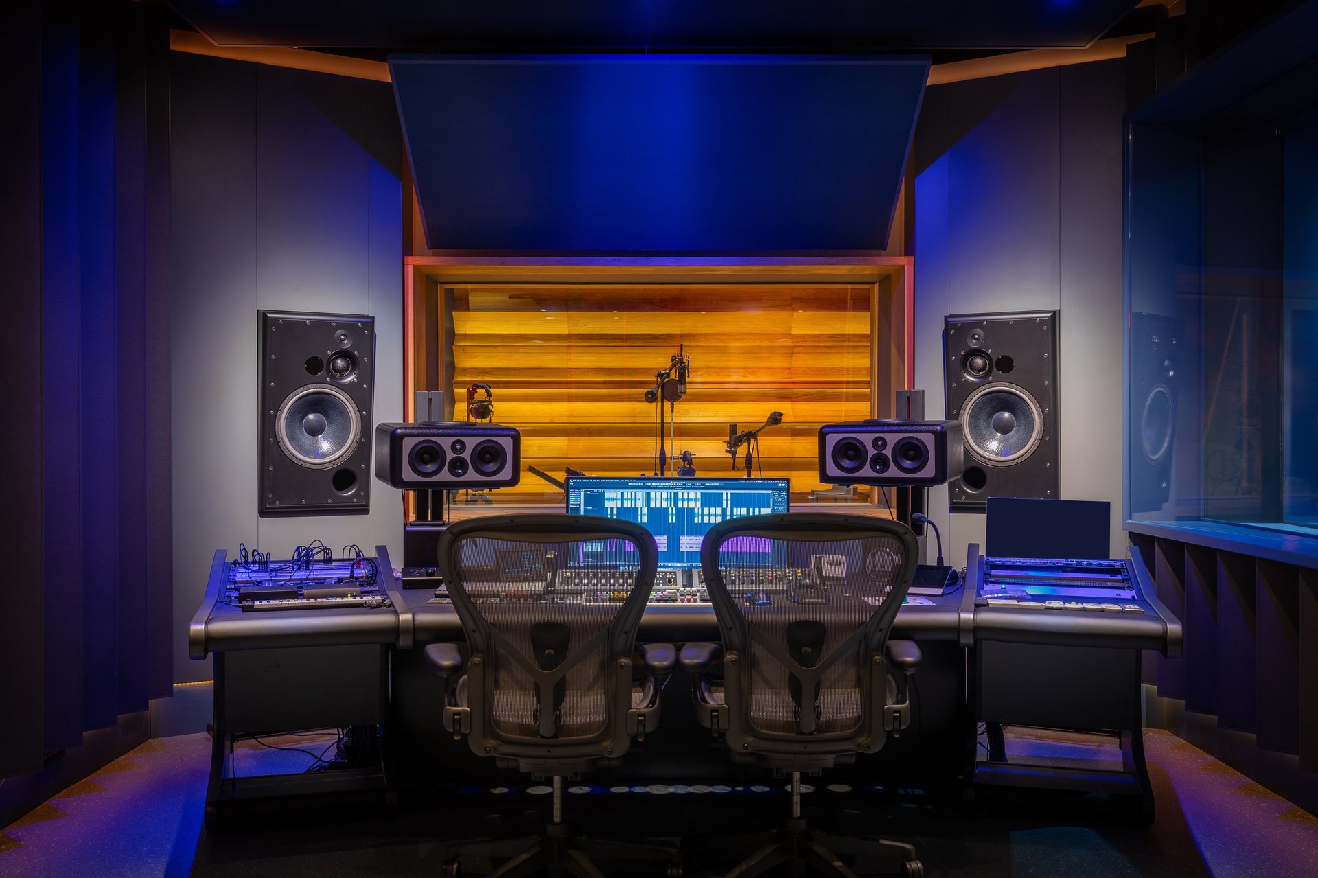Modern professional recording studio interior